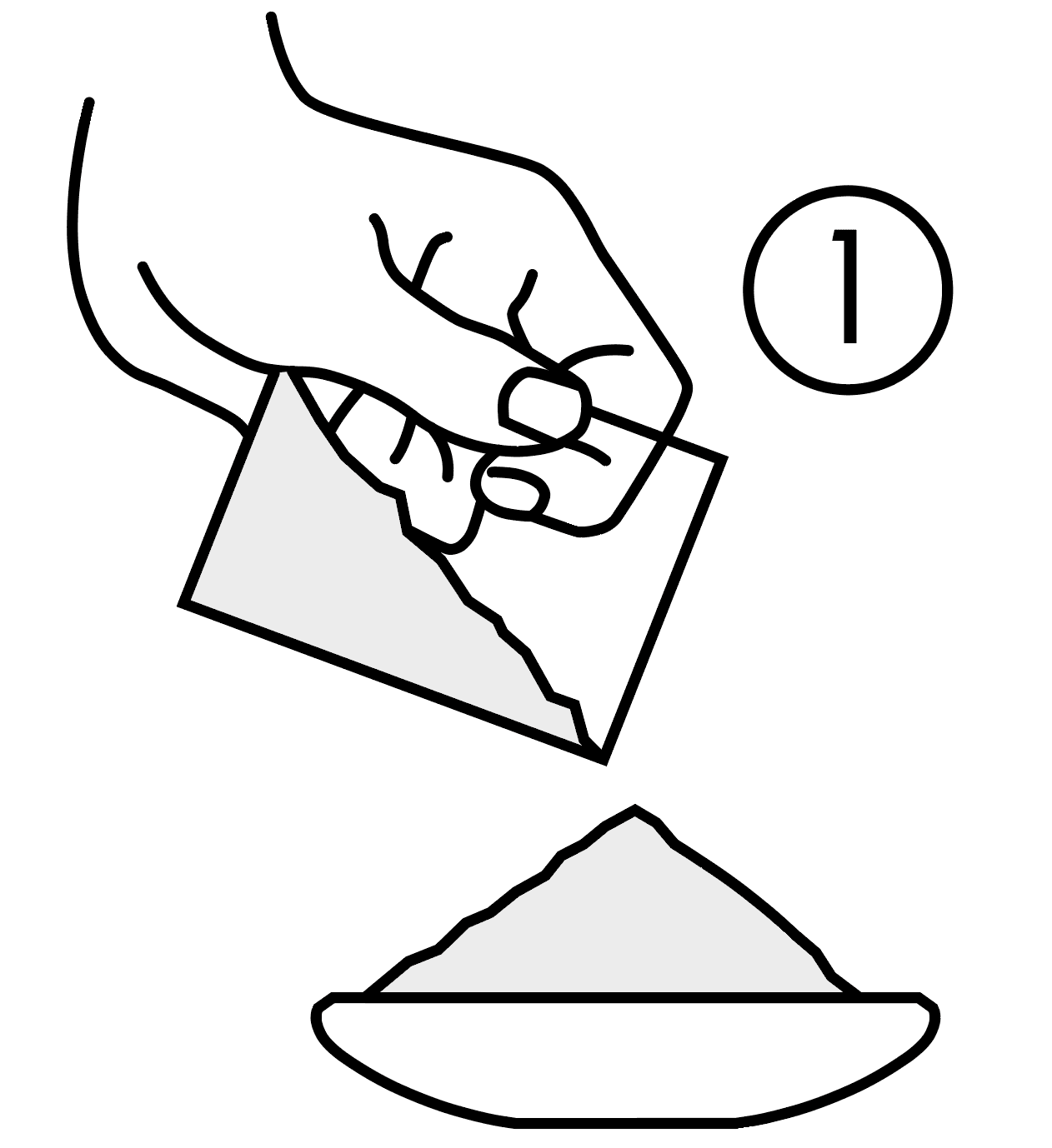 Paso 1: Vaciar del sobre en forma de pico